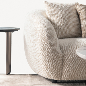 Sofá <span class=keywords><strong>Esquinero</strong></span> de Tres Plazas para Sala de Estar, Moderno, Tapizado en Tela Bouclé Color <span class=keywords><strong>Blanco</strong></span> Nube, Venta al por Mayor - Product Image 4