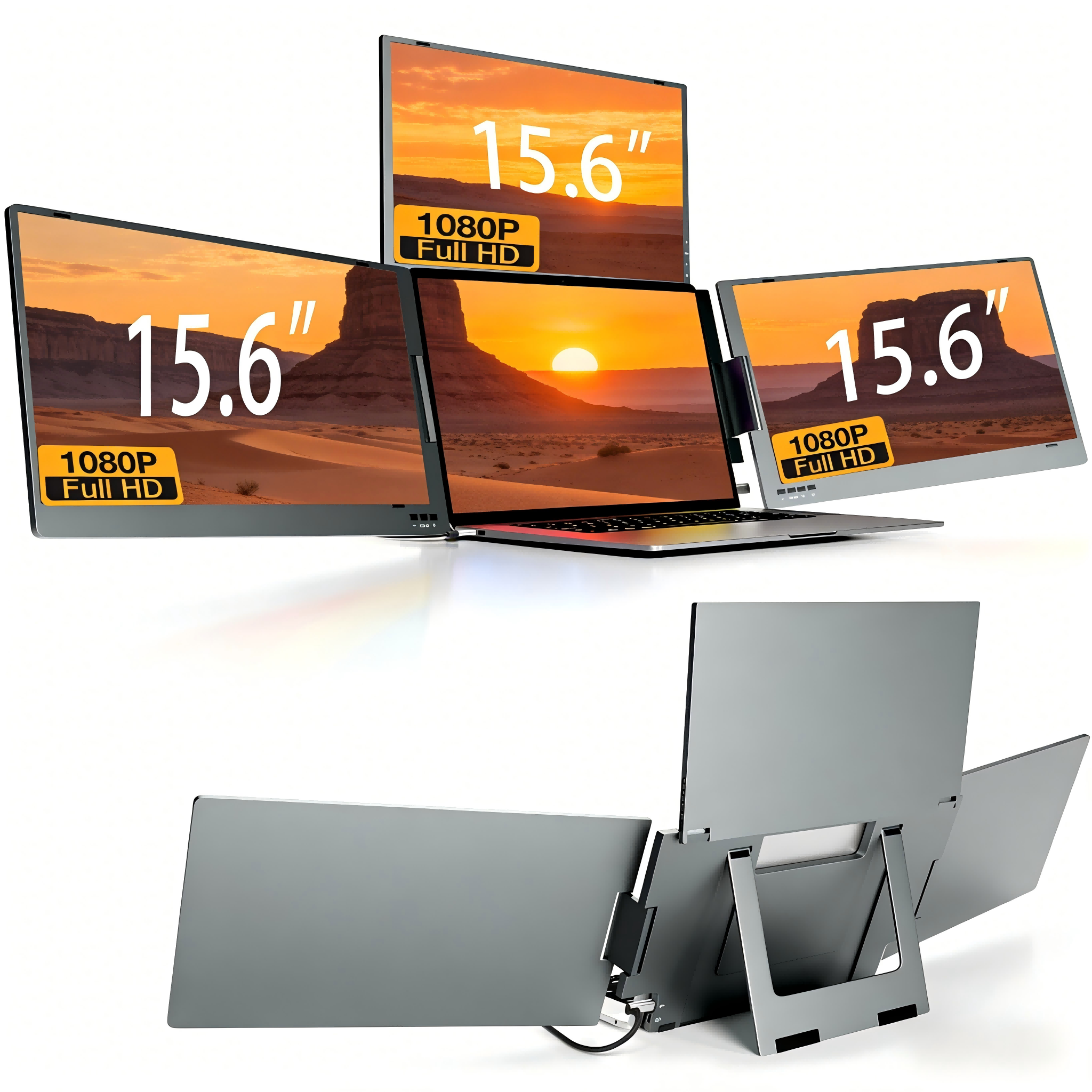 Factory Price <strong>2026</strong> Full HD 3-<strong>display</strong> 15.6-inch Portable Quad-<strong>display</strong>, with USB Type-C to Connect Laptop <strong>Computer</strong>
