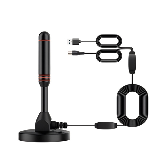 High Gain Indoor Suction Cup DVB-T Antenna Amplified VHF HD Digital TV Antenna Coaxial Connector for Household Use DTMB TV