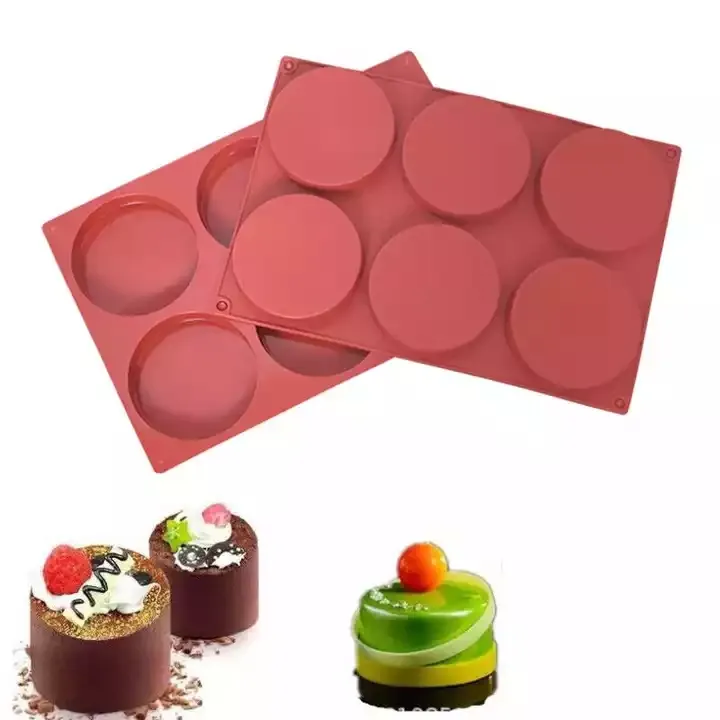 6 Cavity Round Shape Cake Silicon Mold Durable Cake Tools Silicone Mold Heat Resistant Custom Silicone Mould For Cakes