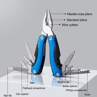 Pince multifonction pliable de poche en acier inoxydable avec lame de scie, outil multifonctionnel EDC pour le camping et les activités de plein air