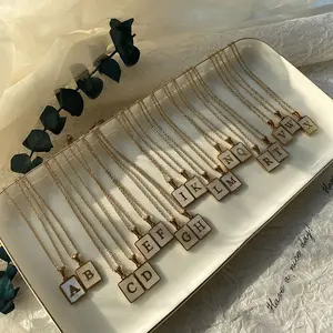 Ожерелье из 18-каратного золота с 26 буквами для женщин, квадратное ожерелье, ожерелье с арабскими инициалами, ювелирные изделия
