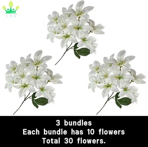 Bouquet de lys artificiel fleurs de printemps de lys en fleurs avec 10 têtes de fleurs en pleine floraison pour la maison de mariage hôtel décor de fête florale - Product Image 5
