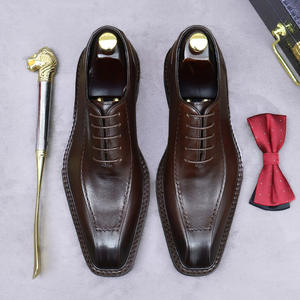 Zapatos de conducir italianos Derby para hombre, al por mayor, informales, de negocios, de cuero, para otoño, boda, impermeables, con empeines grabados - Product Image 3