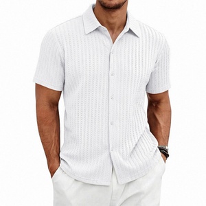 Camicia Casual a Maniche Corte da <span class=keywords><strong>Uomo</strong></span>, <span class=keywords><strong>Abbigliamento</strong></span> Maschile all'Ingrosso, Camicia <span class=keywords><strong>Slim</strong></span>-<span class=keywords><strong>Fit</strong></span> a Maniche Corte con Bottoni in Khaki Chiaro - Product Image 2