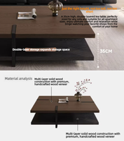 Table basse en bois massif minimaliste moderne avec étagère de rangement pour salon, design de luxe de style italien
