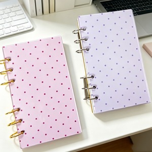 Protège-<span class=keywords><strong>cahier</strong></span> en acrylique <span class=keywords><strong>transparent</strong></span> à pois style INS, 6 trous, A6/A7, pour classeur à feuilles mobiles, journal et agenda - Product Image 4