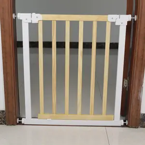 Multifunctional Wooden Baby Safety Gate Automatic Door Lock and Wall Guard for Patio Security