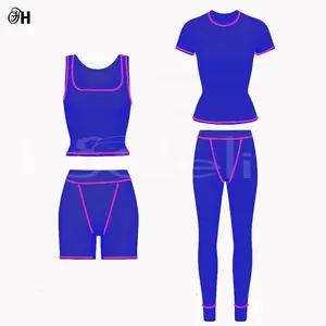 2024 Camisas de mujer, pantalones cortos, 2 piezas de algodón acanalado de talla grande, Top y pantalones cortos, ropa de descanso para primavera y verano, conjuntos de mallas