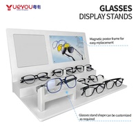 Étagère d'exposition de lunettes de soleil modernes personnalisées avec IA, épaisseur de 3 mm, détachable, support pour 8 paires de lunettes, présentoir de lunettes de soleil