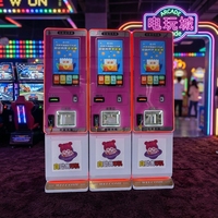 Machine à monnayeur en libre-service avec boîtier couleur personnalisable, cadre néon LED, et distributeur de jetons