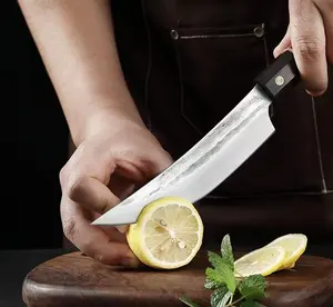 Profesyonel 5 adet paslanmaz çelik mutfak bıçağı depolama araçları pakka ahşap sapı ile el yapımı mutfak bıçakları set