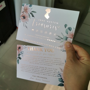 Cartes de remerciement personnalisées en papier épais gaufré découpé sur mesure, impression de luxe avec logo, cartes de remerciement pour bijoux en or rose - Product Image 1