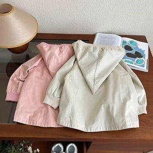 Trench d'hiver de haute qualité, hauts décontractés de printemps, <span class=keywords><strong>manteau</strong></span> à capuche personnalisable et polyvalent pour filles. - Product Image 2