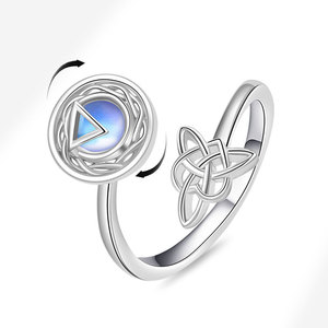 Personalized Designer Rotating Zircon Gemstone <b>Rings</b> Copper Rhodium Plated Trendy Anti <b>Stress</b> Jewelry for Women - Product Image 2