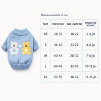 Pull en tricot pour animaux de compagnie en polyester à motif d'ours en forme de cœur bleu clair, doux, confortable et chaud, vêtements d'hiver pour chiens et chats