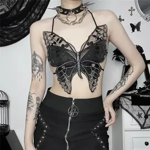 Groothandel Zomer Nieuwe Europese En Amerikaanse Stijl Design Street Hipster Dark Butterfly Lace Hemdje Tops