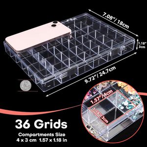 Boîte de rangement pour ongles en acrylique transparent à 36 grilles Fournitures pour ongles en diamant de forme spéciale - Product Image 4