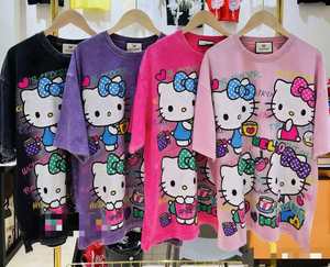 T-shirts pour femmes surdimensionnés à motif dessin animé, personnalisés par le fabricant, nouvelle collection, vente en gros, avec strass - Product Image 5