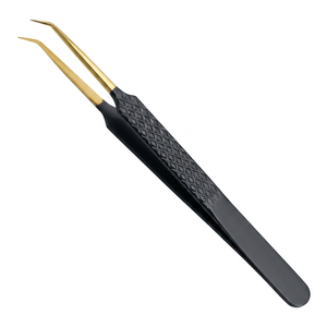 Pince à épiler classique en titane plasma Dolphin en forme de L, anti-magnétique, en acier inoxydable de qualité supérieure, avec pointe diamantée noire dorée de 12 mm - Product Image 5