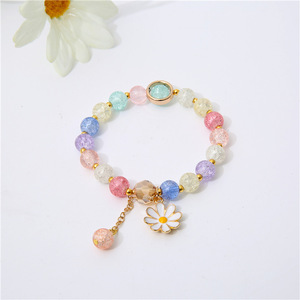 Nouveau Bracelet Femme Tendance Style Japonais Coréen avec <span class=keywords><strong>Perles</strong></span> <span class=keywords><strong>de</strong></span> Cristal Synthétiques et Pendentif Tournesol Délicat, Idéal Cadeau - Product Image 4
