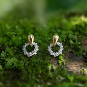 <b>Crystal</b> <b>Earrings</b> PVD Gold Plated 316L Stainless Steel Sustainable Resistant <b>Studs</b> - Product Image 3