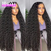 Wig rambut manusia HD transparan 30 36 inci, gelombang air 13x6, wig lace frontal 200% Brazilian Deep Curly 13x4 untuk wanita
