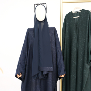 Loriya Aïd Ramadan Été Robes pour Femmes Vêtements Islamiques Modestes Abaya Cardigan <span class=keywords><strong>Kimono</strong></span> Ouvert Devant Ensemble Hijab pour Dames Musulmanes - Product Image 3