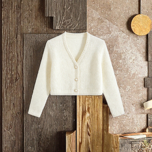 <span class=keywords><strong>Cardigan</strong></span> corto da donna in maglia tinta unita a maniche lunghe - Product Image 3