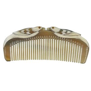 Peine de cuerno de búfalo natural tallado a mano, antiestático, estilo vintage, de dientes finos, decorativo, de bolsillo - Product Image 5