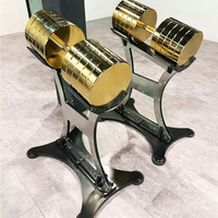 Haltères VIGFIT de luxe en chrome électro-plaqué or, équipement de musculation 200 kg, ensemble de poids de gym 2 pièces, logo laser