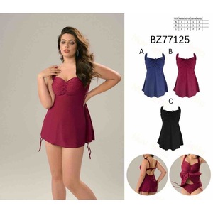 Costume da bagno intero taglie forti con controllo pancia, monokini sexy rosso vino, taglie 46/48 50/52 52/54 54/56 - Product Image 1