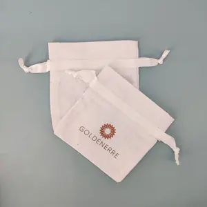 Logotipo personalizado impreso 5oz pequeño algodón Lino vela jabón regalo bolsa con cordón