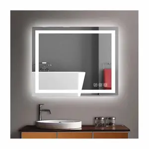 Modern duvara monte lavabo su geçirmez tasarımcı makyaj banyo aynası ışık dokunmatik sensör