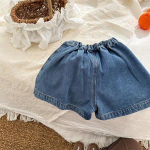 Nuovi Pantaloncini Estivi 2026 per <span class=keywords><strong>Bambina</strong></span>, in Cotone Denim con Design a Gonna, Stile Coreano, Vita Elastica, per Bambini - Product Image 4