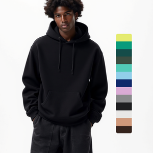 TKAN745 Custom logo Embroidery Men Print 400gsm Blank Thick Hoodies Heavy Organic Cotton Plain Hoodies No String - Product Image 1