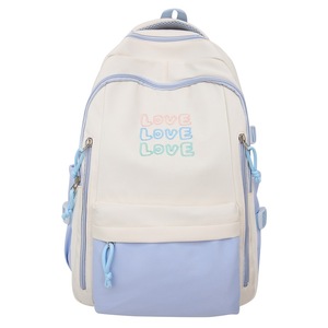 Color Blocked Backpack For Girls 15 Inches Large Capacity School Backpack With Letter Design Lightweight Student Backpack - Product Image 5