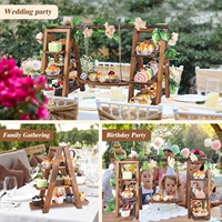 Support à cupcakes à 3 niveaux avec base en bois pivotante, support pliable à plusieurs niveaux en bois pour gâteaux