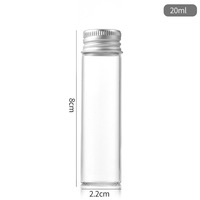 Pot en verre borosilicate transparent haut et droit de 10 ml, à fond plat, mini-récipient transparent pour échantillons cosmétiques, poudres et épices
