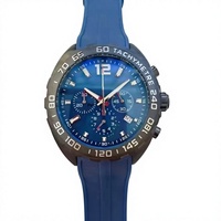 Montre pour homme Thai Teg AG Luxury F1 Series Quartz, chronographe à six aiguilles, affichage à aiguilles, boîtier en acrylique 44 mm, bracelet en caoutchouc coloré, 30 m