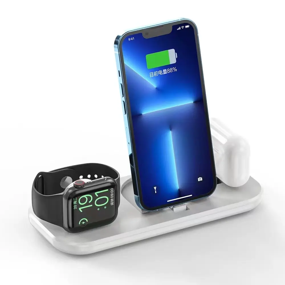 Foldable Wireless Charger Stand 3 in 1 15W Wireless Charger Device for iPhone 13 12 11 for iwatch charging pad