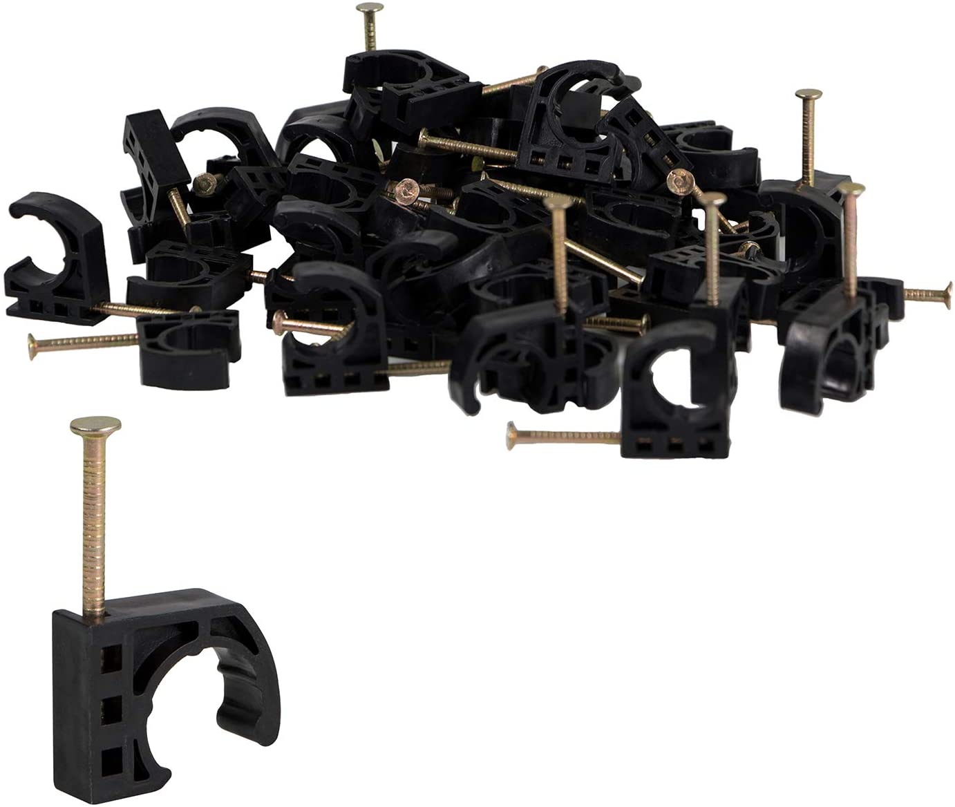 Полузажим J-образный крюк с гвоздем для труб Pex, поддержка труб, электрические круглые кабельные зажимы из ПВХ со стальным гвоздем