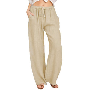 <span class=keywords><strong>Pantaloni</strong></span> Larghi a <span class=keywords><strong>Vita</strong></span> Alta <span class=keywords><strong>in</strong></span> Lino per Donna, Estivi, Sottili, Casual, <span class=keywords><strong>in</strong></span> Cotone e Lino, Vendita all'Ingrosso - Product Image 4