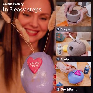 Kit <span class=keywords><strong>de</strong></span> poterie pour adultes comprenant <span class=keywords><strong>de</strong></span> la pâte à modeler émaillée auto-durcissante, des outils <span class=keywords><strong>de</strong></span> sculpture, des pinceaux à vernis, des guides, idéal pour les couples et les soirées artistiques - Product Image 6