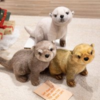Peluche de loutre de simulation de la faune transfrontalière, jouet en peluche unisexe, cadeau d'anniversaire, accessoires de photographie, 31-50 cm, rembourrage en coton PP, à partir de 14 ans