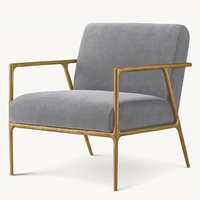Sillón de Lujo Moderno Nórdico de Alta Gama, Sofá con Estructura de Metal Forjado a Mano, Tapizado, para Comedor