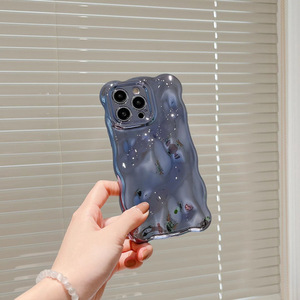 Étui de téléphone en TPU haut de gamme pour iPhone 15 Pro Max 16 Nouveau modèle 14/13 Couleur unie Realme Électroplaqué Effet d'eau Ripple Grip - Product Image 6