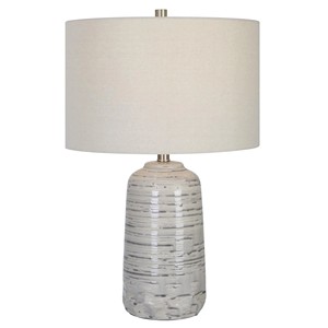 Modern White Ceramic Table Lamp for Home Office Hotel Lobby ABS Body Classic E26 <b>Bulb</b> Base Electric <b>Battery</b> Operated Lighting - Product Image 5
