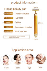 Masajeador Facial Vibratorio para <span class=keywords><strong>Ojos</strong></span>, Herramienta de Masaje Facial Antienvejecimiento, Varita de Belleza en Forma de T, Rodillo Facial Eléctrico, Barra de Belleza de Oro de 24K - Product Image 4