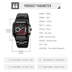 Skmei 9359 noir abordable mode décontracté bracelet en acier inoxydable montre Guangzhou en gros pour les montres étanches 3ATM - Product Image 4